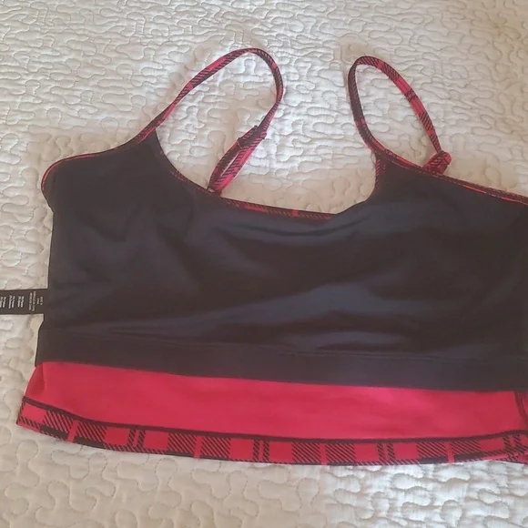 NEW BEACHRIOT LIBBY PLAID PRINT SPORTS BRA IN MERRY PLAID - Picture 5 of 9
